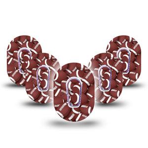 ExpressionMed 5-Pack Football Dexcom G6 CGM Mini Patch with center sticker
