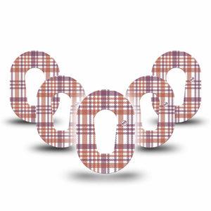 Auburn Plaid Dexcom G6 Mini Tape 5-Pack, Fall Fashion Adhesive Cover