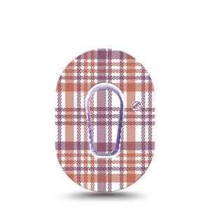 Auburn Plaid Dexcom G6 Mini Tape, Fall Fashion Adhesive Cover Single