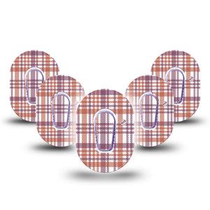 Auburn Plaid Dexcom G6 Mini Tape 5-Pack, Fall Fashion Adhesive Cover