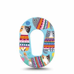 Blue Sweater Cats Animals Dexcom G6 CGM Mini Patch Single Tape