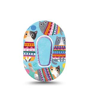 Blue Sweater Cats Animals Dexcom G6 CGM Mini Patch Single Tape and Stickers