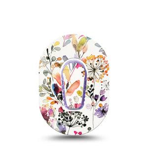 Delicate Grasses Dexcom G6 Mini Tape, Single, Floral CGM Overlay Design Tape and Sticker