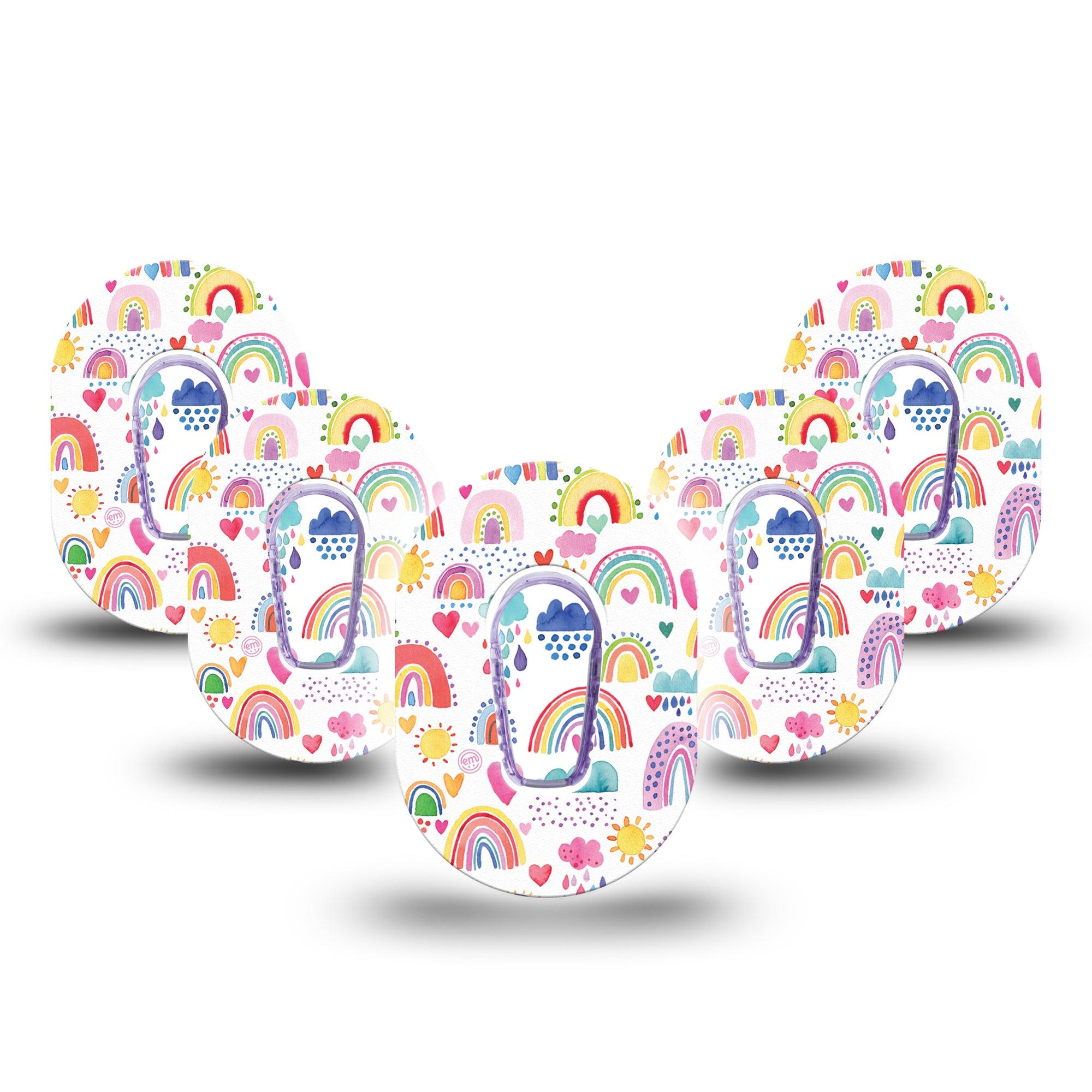 ExpressionMed 5-Pack Rainbows of Hope Dexcom G6 CGM Mini Covers with center stickers