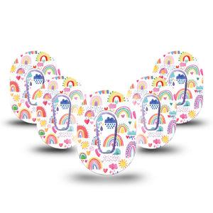 ExpressionMed 5-Pack Rainbows of Hope Dexcom G6 CGM Mini Covers with center stickers