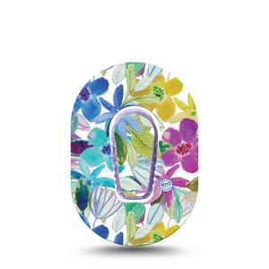 Colorful Watercolor Floral Girls Dexcom G6 CGM Mini Cover Single Tape and Sticker