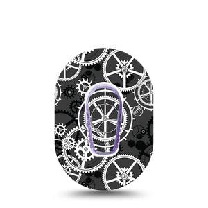 ExpressionMed Mechanisms Dexcom G6 Mini Tape, Single, Machine Gear Themed Design with center sticker