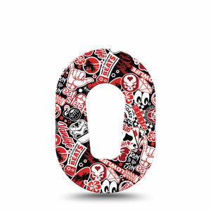 Sticker Bomb Dexcom G6 Mini Adhesive Tape, Single, Sticker inspired design CGM Adhesive patch