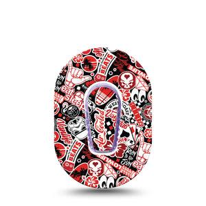 Sticker Bomb Dexcom G6 Mini Adhesive Tape, Single Tape and Single Sticker, Sticker inspired design CGM Adhesive patch
