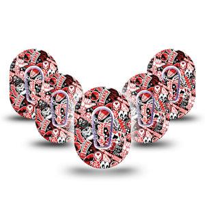 Sticker Bomb Dexcom G6 Mini Adhesive Tape, 5-Pack Tape and Sticker, Sticker inspired design CGM Adhesive patch