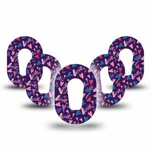 Watercolor Love Dexcom G6 Mini Adhesive Tape, 5-Pack, Valentine's Day Theme Design, Heart and Love