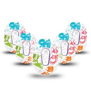 ExpressionMed Gooseberry Puppies Dexcom G6 Mini Adhesive Patch, 5-Pack Tape and Sticker, Pyrex Puppy Themed CGM Adhesive Tape Design