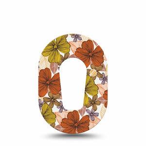 Burnt Orange Floral Dexcom G6 Mini Adhesive, Single Tape, Orange and Yellow Floral CGM Design