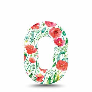 Wild Poppies Dexcom G6 Mini Adhesive Tape, Single, Floral CGM Adhesive Patch Design