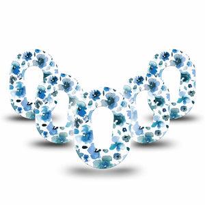 ExpressionMed Sapphire Petals Dexcom G6 Mini Tape, 5-Pack, Blue Floral CGM Adhesive Patch Design