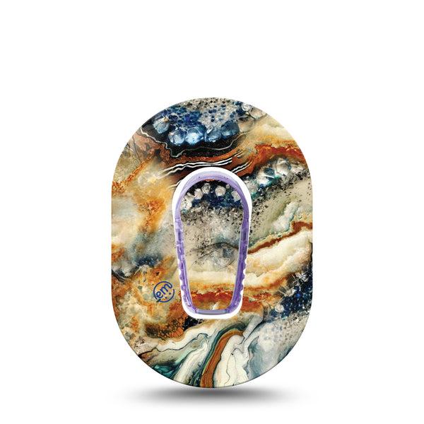 ExpressionMed Sea in a Storm Dexcom G6 Mini Adhesive, Single Tape and Sticker, Water Beach Themed Design Breathable CGM Tape