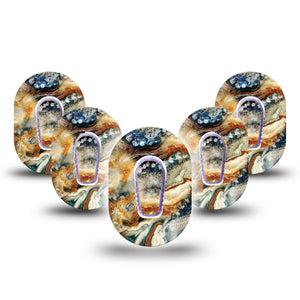 ExpressionMed Sea in a Storm Dexcom G6 Mini Adhesive, 5-Pack Tape and 5-Pack Sticker, Water Beach Themed Design Breathable CGM Tape