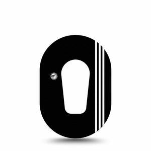 Sporty Dexcom G6 Mini Adhesive Tape, Single, Black and White Design, Waterproof CGM tape