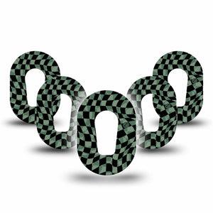 ExpressionMed Green & Black Checkerboard Dexcom G6 Mini Tape, 5-Pack, Green Checkered Inspired, CGM, Plaster Patch Design