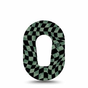 ExpressionMed Green & Black Checkerboard Dexcom G6 Mini Tape, Black and Green Gingham Inspired, CGM, Adhesive Patch Design