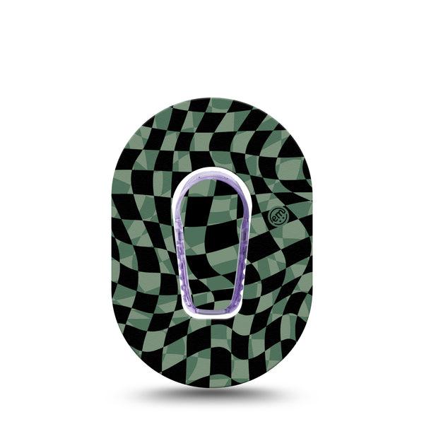 ExpressionMed Green & Black Checkerboard Dexcom G6 Mini Tape, Black and Green Gingham Inspired, CGM, Adhesive Patch Design Single Tape and Sticker