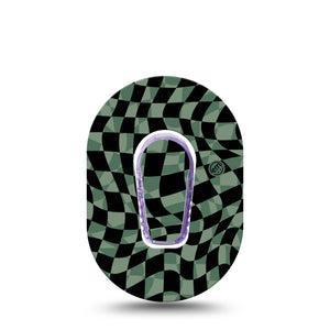 ExpressionMed Green & Black Checkerboard Dexcom G6 Mini Tape, Black and Green Gingham Inspired, CGM, Adhesive Patch Design Single Tape and Sticker