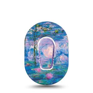 ExpressionMed Monet Water Lilies Dexcom G6 Mini Tape Single Tape and Single Sticker Monet Lilies, Adhesive Tape CGM Design