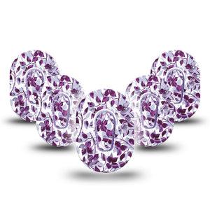 Textured Petals Dexcom G6 Mini Tape, 5-Pack, Swirled Petals Themed, CGM Overlay Patch Design with Center Stickers