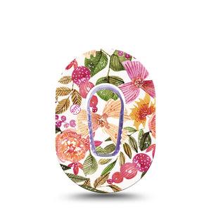 Spring Bouquet Dexcom G6 Mini Tape, Single, Pink Spring Florals Inspired, CGM Patch Design with Center Sticker
