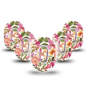Spring Bouquet Dexcom G6 Mini Tape, 5-Pack, Easter Florals Inspired, CGM Overlay Patch Design with Center Stickers