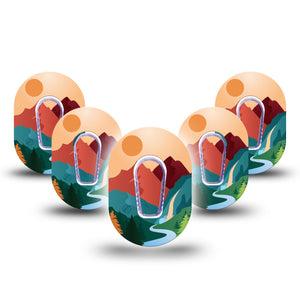 ExpressionMed National Parks Dexcom G6 Mini Tape, 5-Pack, Nature Scenery Inspired, CGM Adhesive Patch Design with center stickers