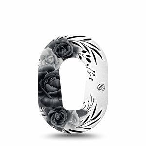 Tattoo Rose Dexcom G6 Mini Tape, Single, Tattoo Black Floral Tattoo Inspired, CGM Plaster Patch Design