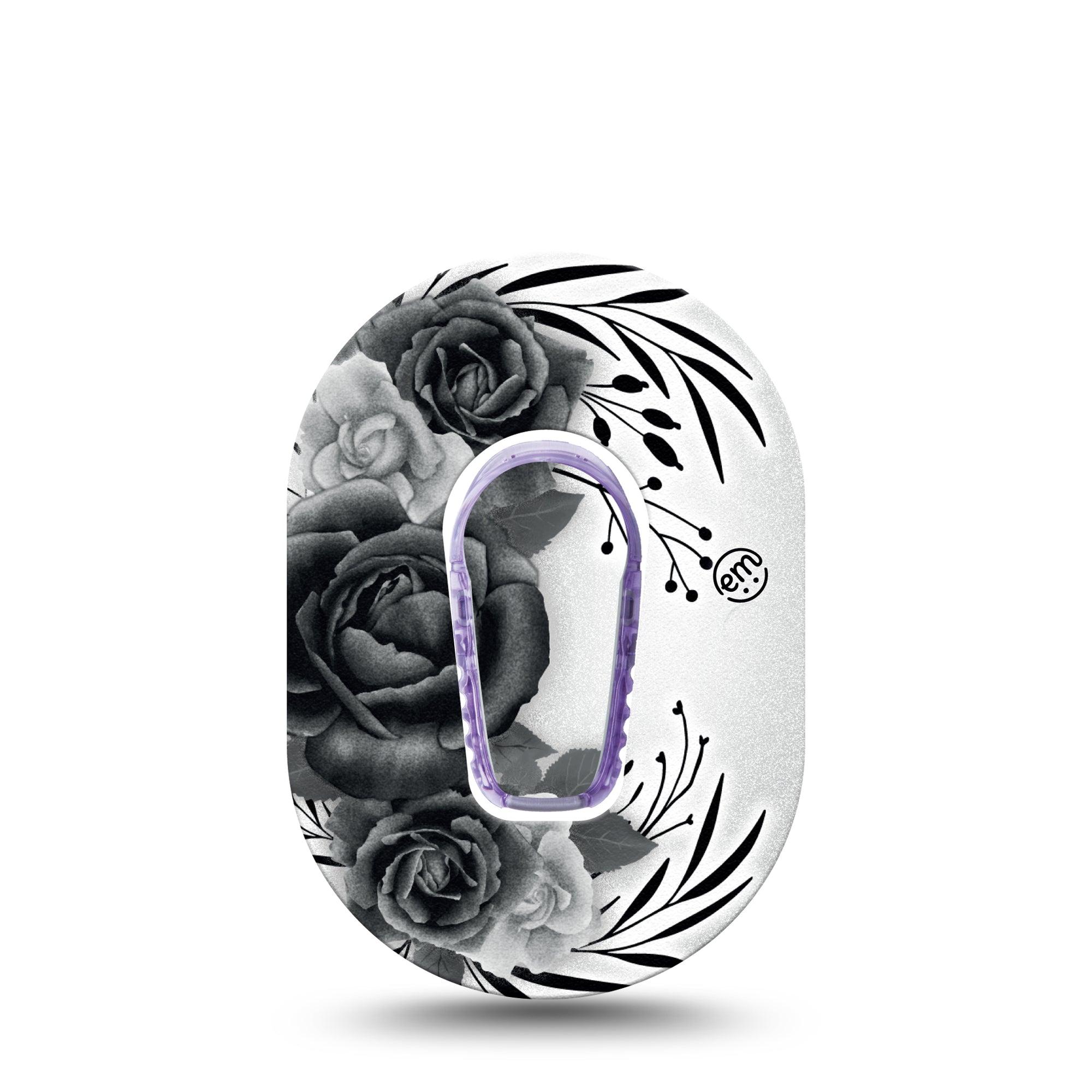 ExpressionMed Tattoo Rose Dexcom G6 Mini Tape, Dexcom Stelo Glucose Biosensor System, Single Tape and Single Sticker, National Classic Tattoo Inspired, Patch Continuous Glucose Monitor Design