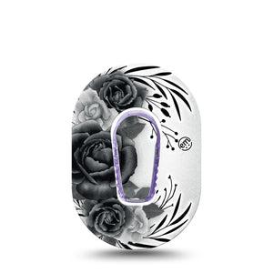 ExpressionMed Tattoo Rose Dexcom G6 Mini Tape, Dexcom Stelo Glucose Biosensor System, Single Tape and Single Sticker, National Classic Tattoo Inspired, Patch Continuous Glucose Monitor Design