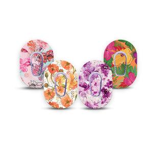 ExpressionMed Cheerful Floral Variety Pack Dexcom G6 Mini Tape and Sticker, 8-Pack, Sunny Blooms Themed, CGM Tape and Sticker Pairing