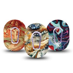 ExpressionMed Whirling Colors Dexcom G6 Mini Adhesive Tape, 6-Pack Variety, Colorful Waves, CGM Patch Design 