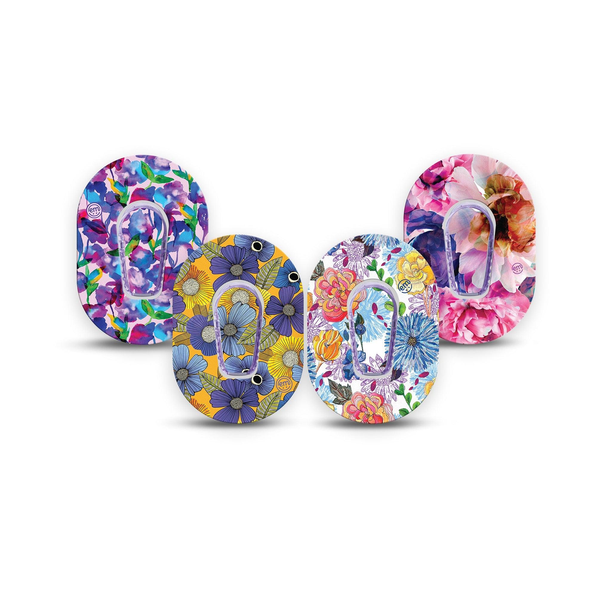 ExpressionMed Blossom Quartet Variety Pack Dexcom G6 Mini Tape and Sticker, 8-Pack, Floral Harmony, CGM Tape and Sticker Pairing