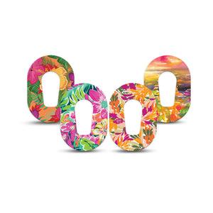 ExpressionMed Tangerine Tropics Variety Pack Dexcom G6 Mini Tape, 4-Pack Tape Variety Sandy Beach Florals, Adhesive Tape CGM Design