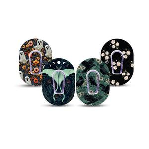 ExpressionMed Gothic Wilderness Dexcom G6 Mini, tape and sticker  dark daisy nature pattern Waterproof Adhesive Tape for CGM