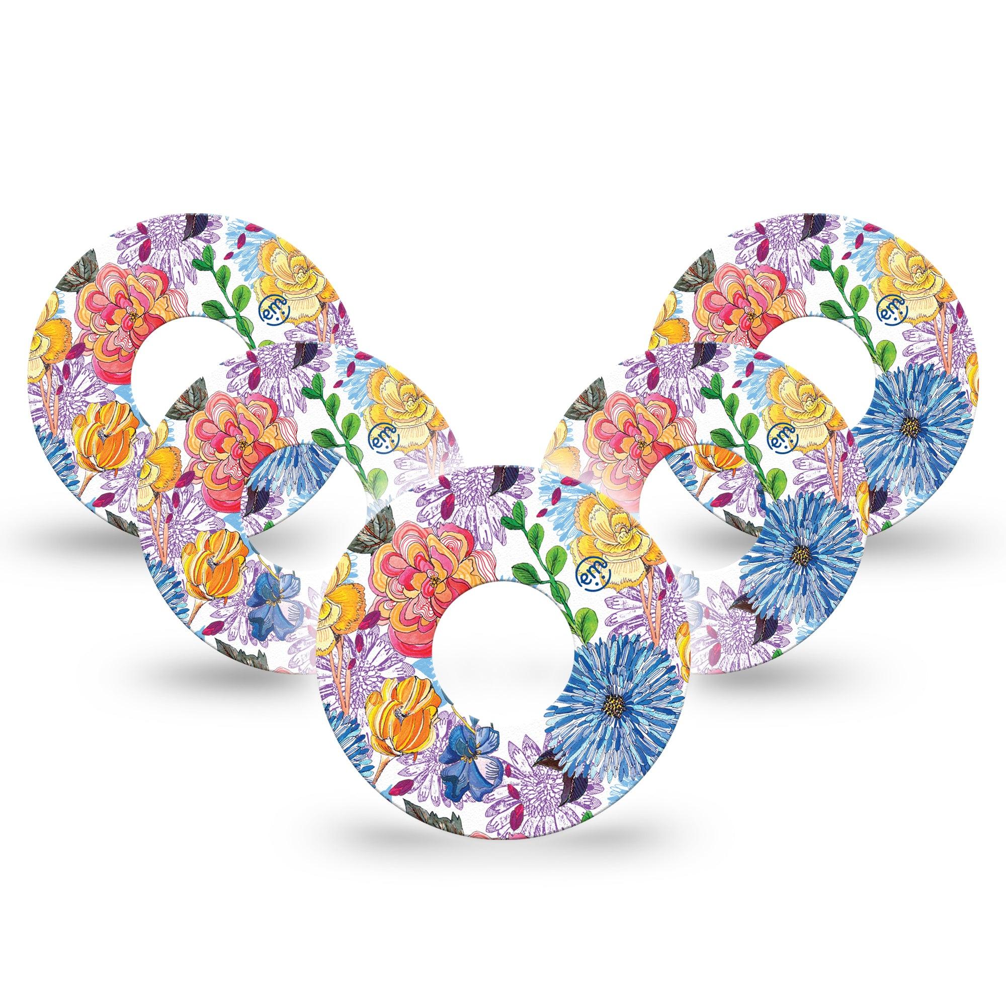 Stylised Floral Infusion Set Tape, 10-Pack, Ornamental Florals Inspired, Plaster Patch Design