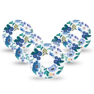 ExpressionMed Blue Anemone Infusion Set Tape, 10-Pack, Blue Garden Flowers Inspired, Adhesive Patch Design