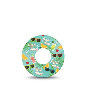 ExpressionMed Good Times Infusion Set Tape, 5-Pack, Beach Party Themed, Adhesive Patch Design