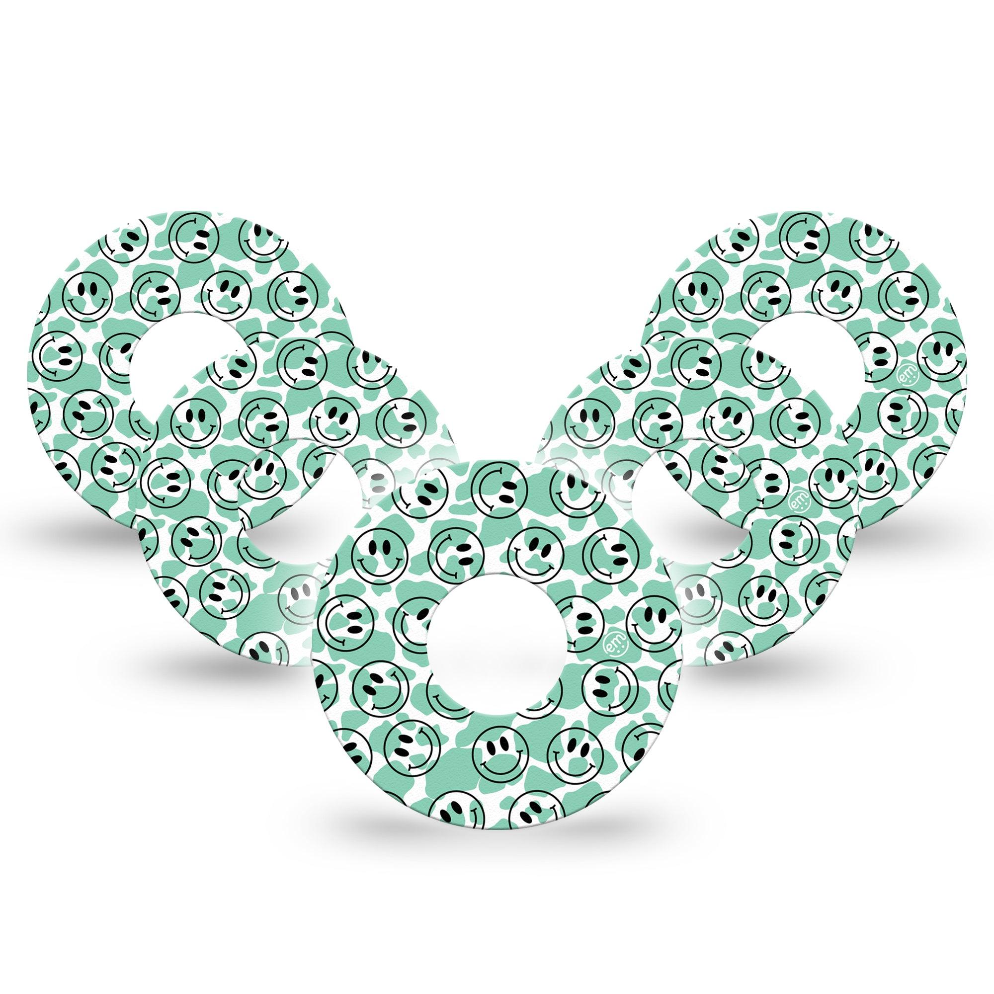 ExpressionMed Happy Cow Print Infusion Set Tape, 10-Pack, Animal Fur Themed, Overlay Patch Design