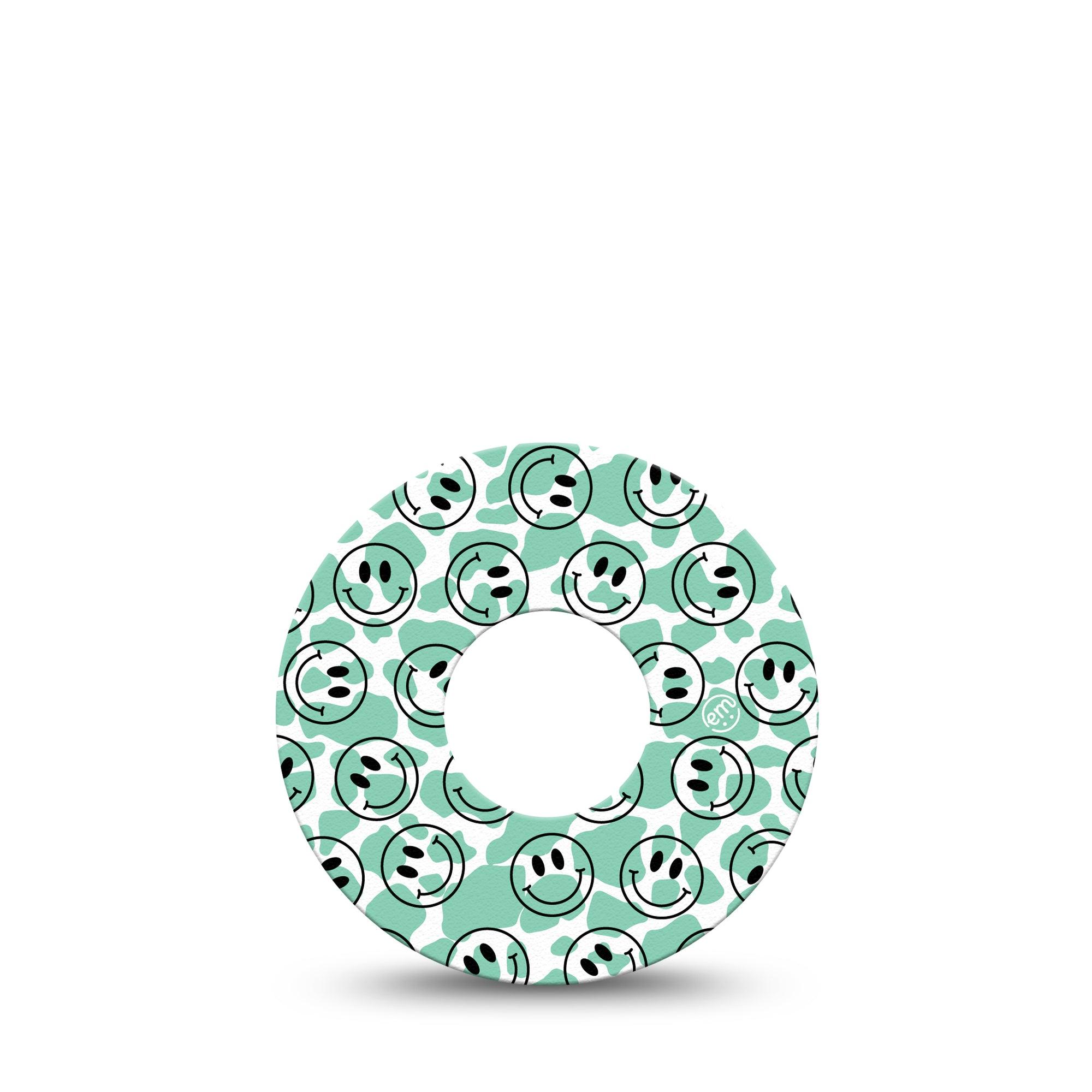 ExpressionMed Happy Cow Print Infusion Set Tape, 5-Pack, Smile Emoticon Themed, Adhesive Patch Design