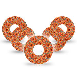 ExpressionMed Sunburst Infusion Set Tape, 10-Pack, Amazing Florals Inspired, Adhesive Patch Design