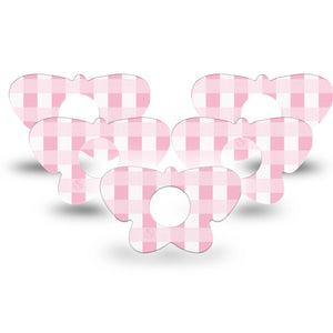 ExpressionMed Pink Gingham Infusion Set Butterfly Shape Tape 10-Pack Tape Soft Plaid, Plaster Continuous Glucose Monitor Design