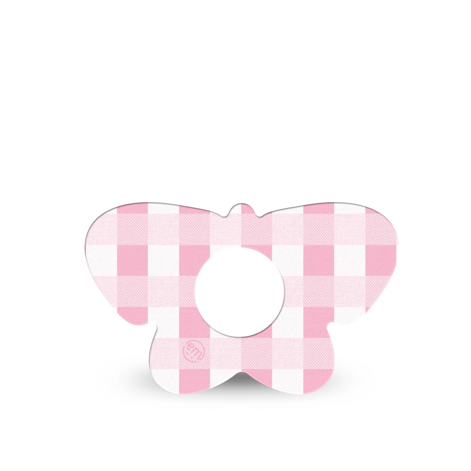 ExpressionMed Pink Gingham Infusion Set Butterfly Shape Tape 5-Pack Tape Pastel Gingham, Plaster Continuous Glucose Monitor Design