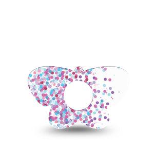 ExpressionMed Confetti Butterfly Infusion Set Tape, 5-Pack, Glimmering Glitters Inspired, Plaster Patch Design
