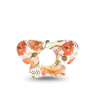 ExpressionMed Peachy Blooms Butterfly Infusion Set Tape, 5-Pack, Artwork Blooms Themed, Plaster Patch Design