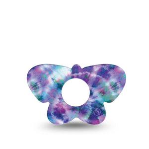 ExpressionMed Purple Tie Dye Butterfly Infusion Set Tape, 5-Pack, Pigment Coloring, CGM Plaster Patch Design